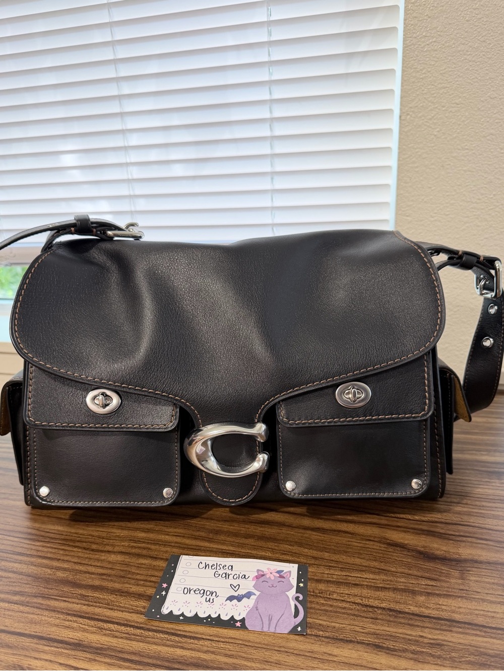 Coach Cargo Turnlock Tabby Large 36 Black Leather Crossbody Shoulder Bag